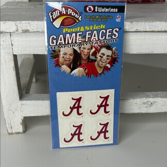 Alabama Crimson Tide Game Day Accessory Set - Bandana & Face Stickers - Picture 2 of 5
